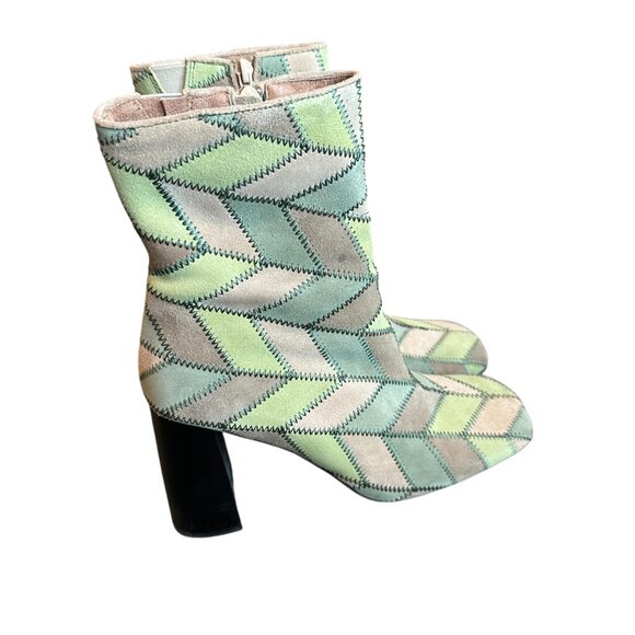 Jeffrey Campbell Verus Patchwork Bootie Heels Boots Green Size 9.5 Women's - Picture 7 of 15